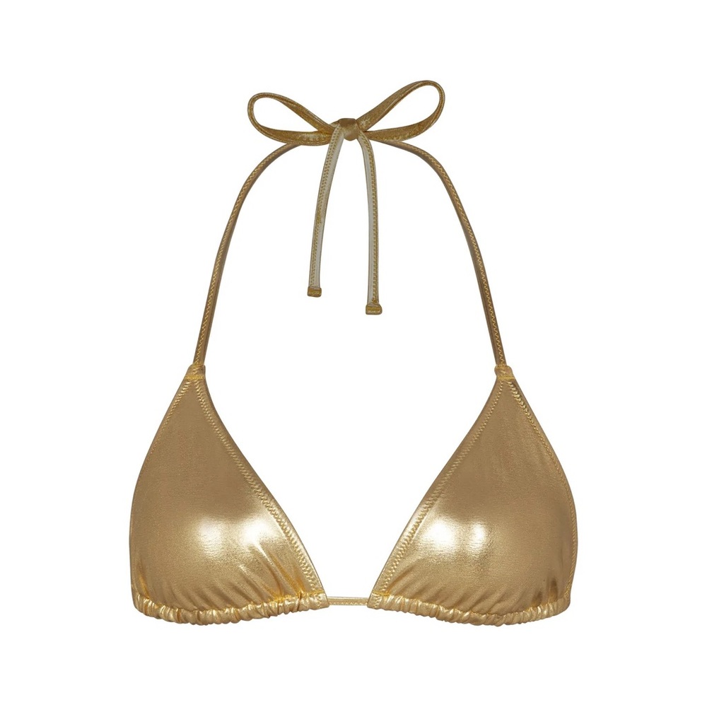 NWT SKIMS METALLIC SWIM TOP IN GOLD SMALL